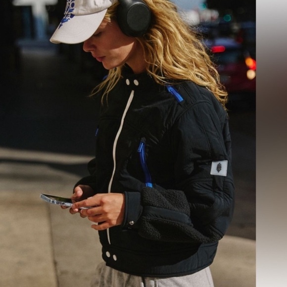 FP Movement by Free People Jackets & Blazers - FP Movement On Your Mark Moto Fleece S Black Combo
